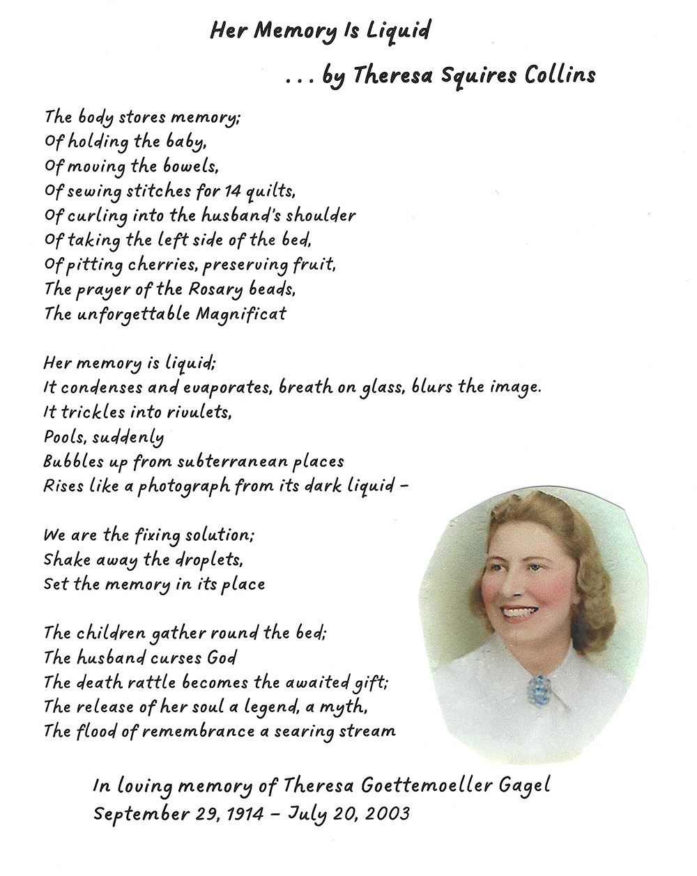 Her Memory Is Liquid - Poem